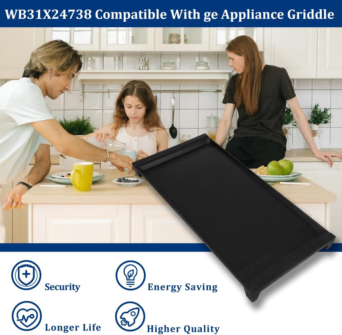 UPGRADED WB31X24738 Griddle Replacement Parts for ge Stove,Replace WB31X24998 Griddle,WB31X24998 Plate for ge Gas Stove Top Parts,Free Standing Range Center Burner Heavy Duty Cast Iron